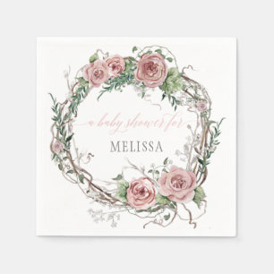 BOHO Blush Roos Floral Baby Girl Shower Servet