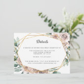 Boho Blush Roos Floral Geometric Wedding Details Informatiekaartje (Staand voorkant)