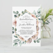 Boho Blush Roos Floral met Geometrisch Lijst Kaart (Staand voorkant)