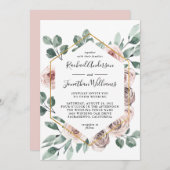 Boho Blush Roos Floral met Geometrisch Lijst Kaart (Voorkant / Achterkant)