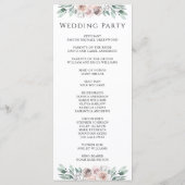 Boho Blush Roos Floral Wedding Programme Programma (Achterkant)