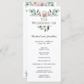 Boho Blush Roos Floral Wedding Programme Programma (Voorkant / Achterkant)