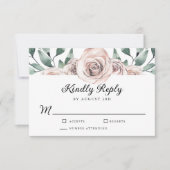 Boho Blush Roos Floral Wedding RSVP (Voorkant)