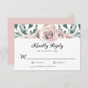 Boho Blush Roos Floral Wedding RSVP
