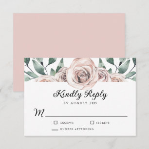 Boho Blush Roos Floral Wedding RSVP Kaartje
