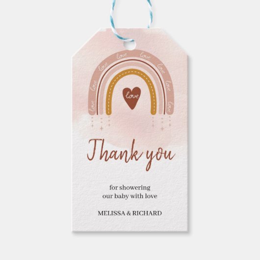 Boho Blush rose arc-en-ciel Baby showers étiquette (Devant)