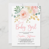 Boho Blush rose Baby shower Floral Invitation (Devant)