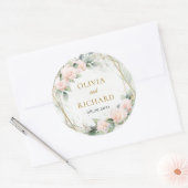 Boho blush rose cadre or vert mariage autocollant (Enveloppe)