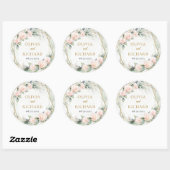 Boho blush rose cadre or vert mariage autocollant (Feuille)