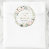 Boho blush rose cadre or vert mariage autocollant (Sac)