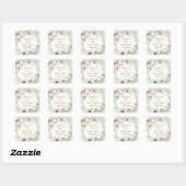 Boho blush rose cadre or vert mariage autocollant (Feuille)
