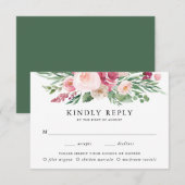 Boho Blush & Rose Floral Meal Choice Wedice RSVP (Devant / Derrière)