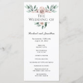 Boho Blush Rose Floral Wedding Programme (Devant)
