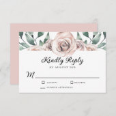 Boho Blush Rose Floral Wedding RSVP (Devant / Derrière)