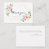 Boho Blush rose or Carte de remerciements géométri (Devant / Derrière)
