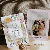 Boho Blush Rose Rose Élégant Mariage Invitation