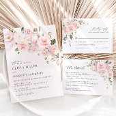 Boho Blush Rose Rose Faire-part de mariage Floral