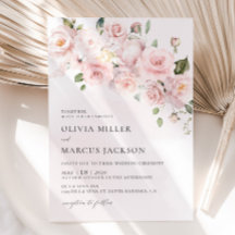 Boho Blush Rose Rose Faire-part de mariage Floral