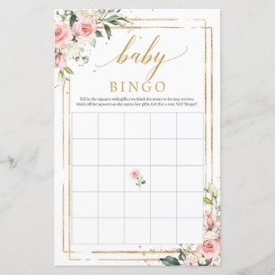 Boho blush roze baby shower bingo