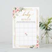 Boho blush roze baby shower bingo (Staand voorkant)