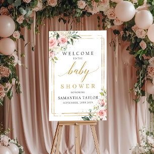 Boho blush roze Baby shower welkom poster
