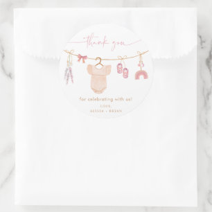 Boho Blush Roze Babykleding Meisje Baby shower Ronde Sticker