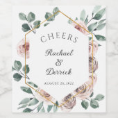 Boho Blush Roze Bloem Bruiloft Wijn Etiket (Enkel label)