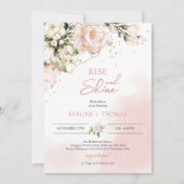 Boho blush roze bloem goud rijzende en schijnende  kaart (Voorkant)