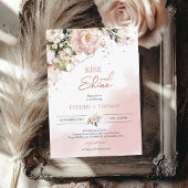 Boho blush roze bloem goud rijzende en schijnende  kaart