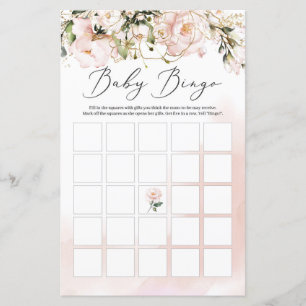Boho blush roze bloem gouden bladeren bingo spel