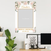 Boho blush roze bloem gouden bruidsfotoprop poster (Thuiskantoor)