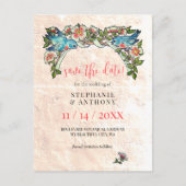 Boho Blush Roze Bloemen Bruiloft Opslaan Datum Briefkaart (Voorkant)