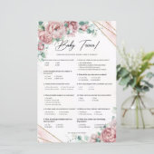 Boho blush roze bloemen eucalyptus Baby trivia (Staand voorkant)