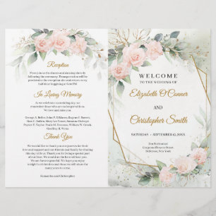 Boho blush roze bloemen Eucalyptus Gold lijst