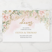 Boho Blush roze bloemen eucalyptus gouden bruiloft Sparkling Wijnetiket (Enkel label)