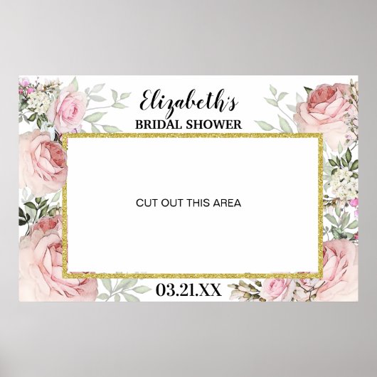 Boho Blush Roze Bloemen Fotohokje Frame Prop  Poster (Voorkant)