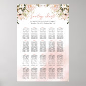 Boho blush roze bloemen goud 20 tafels Zitplaatsen Poster (Voorkant)