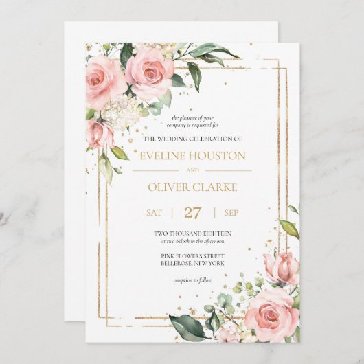 Boho blush roze bloemengoud geometrische chique br kaart (Voorkant / Achterkant)