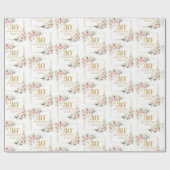 Boho Blush roze bloemengouden glitter 30e verjaard Cadeaupapier (Vlak)