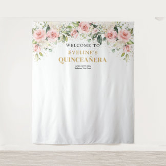 Boho Blush roze bloemengouden tiara salie Quincean Wandkleed