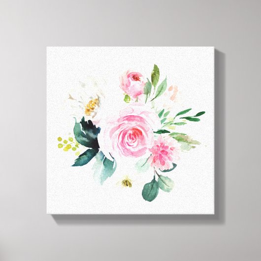 Boho blush roze bloemengroen kinder Canvas Print (Voorkant)