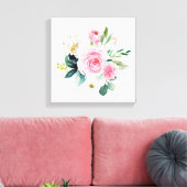 Boho blush roze bloemengroen kinder Canvas Print (Insitu (Woonkamer))