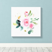 Boho blush roze bloemengroen kinder Canvas Print (Insitu (Houten vloer))