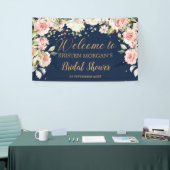 Boho blush roze bloemengroen marine vrijgezellenfe spandoek (Beurs)