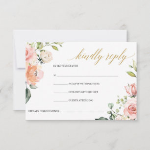Boho Blush Roze Bloemenrozen Gouden Geometrisch RSVP Kaartje