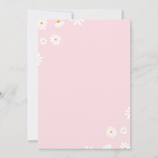 Boho Blush Roze Daisy 1e Verjaardag Uitnodiging (Achterkant)