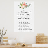 Boho blush roze floral bruiloft order service poster (Keuken)