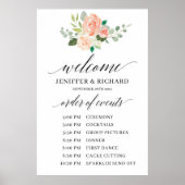 Boho blush roze floral bruiloft order service poster (Voorkant)