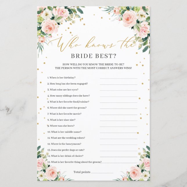 Boho blush roze floral die de bruid het beste kent (Voorkant)