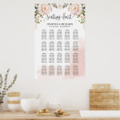 Boho blush roze floral gold bruiloft Seating chart Poster (Keuken)